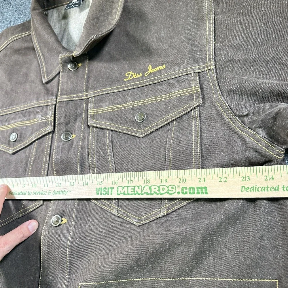 VTG DISS JEANS Jacket Men's L Brown Oversize‎ Baggy Denim Hip Hop Streetwear 90s
